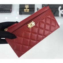 Fake Top Chanel Caviar Leather Boy Pouch Clutch Bag A84478 Red CE02160