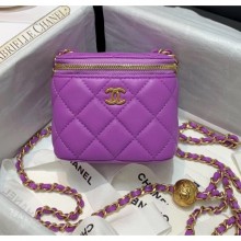 Fake Top Chanel Lambskin Small Classic Box with Chain And Gold Metal Ball AP1447 Purple 2020 Collection CE04017