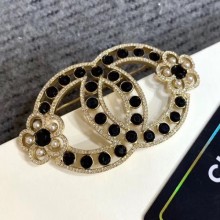 First-class Quality Chanel CC Bloom Brooch Gold/Crystal/Pearly White/Black 2019 Collection CE03622