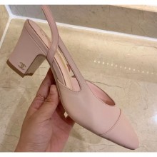 High Imitation Chanel Heel 6.5cm Slingbacks G31318 Light Pink 2020 CE00907