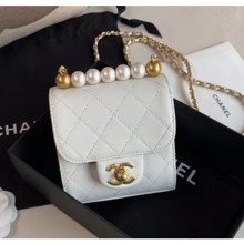 High Imitation Chanel Imitation Pearls Square Clutch with Chain Bag AP0997 White 2020 Collection CE02767