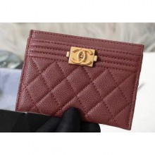 High Quality Replica Chanel Caviar Leather Boy Card Holder A84431 Burgundy CE02444