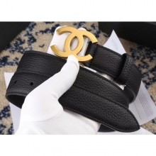 Hot Replica Chanel Width 3cm Leather Belt Black with Golden CC Logo CE04203