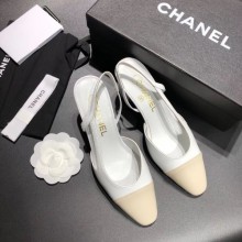 Imitation Best Chanel Heel 6.5cm Slingbacks G31318 White/Ivory 2019 CE02881