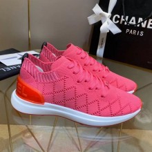 Imitation Best Quality Chanel Quilted Knit Fabric Sneakers G35549 Dark Pink 2020 Collection CE02761