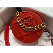 Imitation Chanel 19 Jersey Round Clutch with Chain Bag Red 2020 CE03599