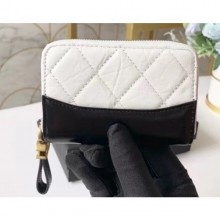 Imitation Chanel Aged Calfskin Gabrielle Zipped Coin Purse A84404 White CE04001