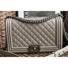 Imitation Chanel Caviar Leather Boy Flap New Medium Bag Pale Gray CE02880