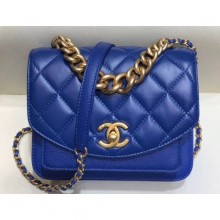 Imitation Chanel Chain Handle Mini Flap Bag AS0784 Blue 2019 CE04250