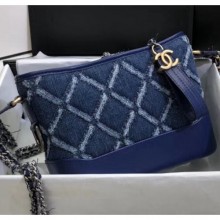 Imitation Chanel CHANEL'S GABRIELLE Small Hobo Bag In Denim & Calfskin A91810 Deep Blue 2020 Collection CE02492