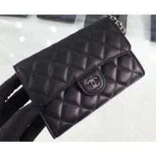 Imitation Chanel Lambskin Classic Clutch with Chain Bag A84512 Black/Silver CE01371