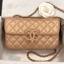 Imitation Chanel Quilted Lambskin Small Flap Bag A57275 Beige 2019 Collection CE02901