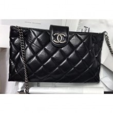 Imitation Chanel Quilting Waxy Leather Clutch with Chain Bag Black 2019 CE01988