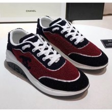 Imitation Chanel Terry-cloth & Goatskin Classic Sneaker Deep Red/Black 2020 Collection CE02390