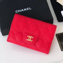 Imitation High Quality Chanel Grained Leather Classic Card Holder AP0214 Bright Red 2019 Collection CE01314