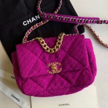 Knockoff 1:1 Chanel 19 Tweed Small Flap Bag AS1160 Purple 2019 Collection CE01536