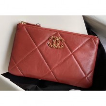 Knockoff Chanel 19 Lambskin Small Pouch Bag AP1059 Red 2020 CE01725