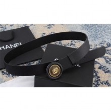 Knockoff Chanel Calfskin Belt with CC Round Buckle 35MM Width Black 2018 CE01487
