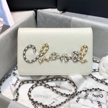 Knockoff Chanel Calfskin Chain CHANEL Wallet on Chian WOC White 2020 Collection CE02957