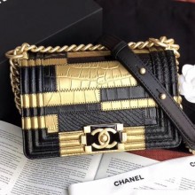 Knockoff Chanel Calfskin Small Boy Flap Bag A67085 Gold/Black 2019 Collection CE01157