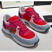 Knockoff Chanel Calfskin Suede & Fabric Classic Sneaker Red/Hot Pink 2020(For Women and Men) Collection CE04229