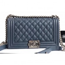Knockoff Chanel Caviar Leather Boy Flap Medium Bag Navy Blue CE01144