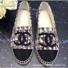 Knockoff Chanel CC Logo Tweed Fabric Espadrilles G34436 Beige 2019 CE04181