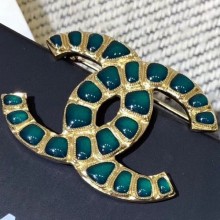 Knockoff Chanel Green Resin Stones CC Brooch AB1804 2019 Collection CE01679