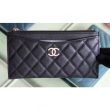 Knockoff Chanel Iridescent Pearl Caviar Pouch Clutch Bag Black 2019 CE03054