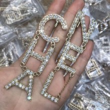 Knockoff Chanel Lettering Earrings AB1440 Gold/Crystal 2019 Collection CE00647