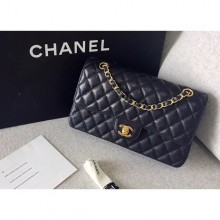 Knockoff Chanel original quality Medium Classic Flap Bag 1112 black in caviar Leather with gold Hardware CE02942