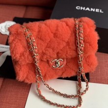 Knockoff Chanel Shearling Lambskin Medium Flap Bag AS1063 Orange 2019 Collection CE03820