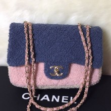 Knockoff Chanel Shearling Sheepskin Small Flap Bag A57736 Blue 2019 Collection CE00990
