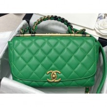 Knockoff Chanel Small Frame Flap Bag with Chain Top Handle AS1749 Green 2020 CE02666