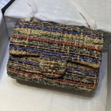 Knockoff Chanel Tweed Small Classic Flap Bag A01112 Gold/Blue/Green 2019 Collection CE04241