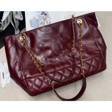 Knockoff Chanel Waxy Calfskin Shopping Tote Bag Burgundy 2020 CE03991