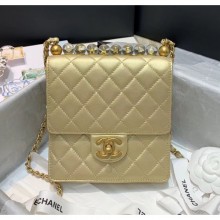 Knockoff Top Chanel Acrylic Beads Goatskin Mini Falp Bag AS0584 Gold 2020 Collection CE02519