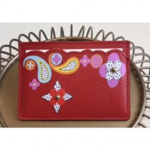 Louis Vuitton Epi Leather Card Holder with Monogram flower M62068 Red CE01349