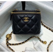 New Chanel Lambskin Small Classic Box with Chain And Gold Metal Ball AP1447 Black 2020 Collection CE02586
