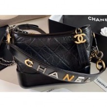 New Chanel Logo Handle Gabrielle Small Hobo Bag AS0865 Black 2020 CE01316