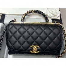 New Chanel Small Frame Flap Bag with Chain Top Handle AS1749 Black 2020 CE02788