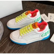 Replica AAA Chanel Multicolor Calfskin Leather Sneaker G35934 White/Blue/Yellow 2020 Collection CE02693
