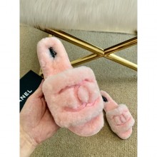 Replica AAAAA Chanel Wool Flat Sandals Pink 2020 CE00706