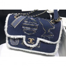 Replica Best Chanel Cotton/Shearling Sheepskin Flap Bag AS0875 2019 CE02066