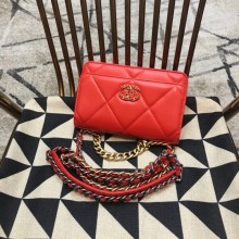 Replica Chanel 19 Quilted Goatskin Wallet on Chain WOC AP0957 Bright Red 2019 Collection CE02535