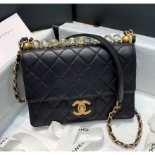 Replica Chanel Acrylic Beads Goatskin Small Falp Bag AS0585 Black/Gold 2020 Collection CE02078