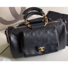 Replica Chanel Bowling Duffel Bag with Circle Handle AS1359 Black 2020 CE00511