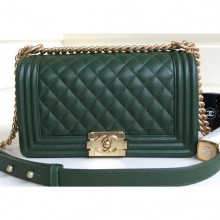 Replica Chanel Caviar Leather Boy Flap Medium Bag Green CE00897
