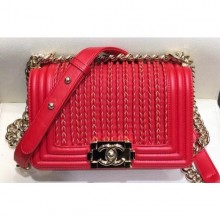 Replica Chanel Embroidered Boy Small Flap Bag Red 2019 CE02174