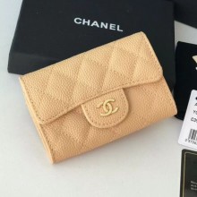 Replica Chanel Grained Leather Classic Card Holder AP0214 Apricot 2019 Collection CE02339